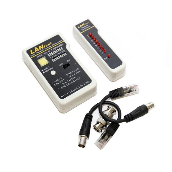 WP Testeador de Red RJ11 / RJ12 / RJ45 / BNC - Color Blanco y Negro 1