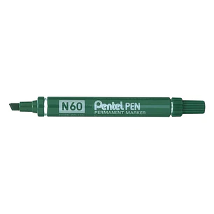 Pentel Pen N60 Rotulador Permanente - Punta Biselada Resistente y Duradera - Resistente a Agua y Luz - Color Verde