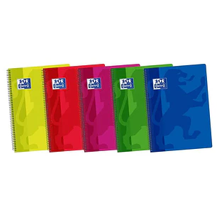 Oxford School Classic Cuaderno Espiral Folio 80 Hojas 1 Linea con Margen - Tapa de Plastico Resistente - Colores Surtidos