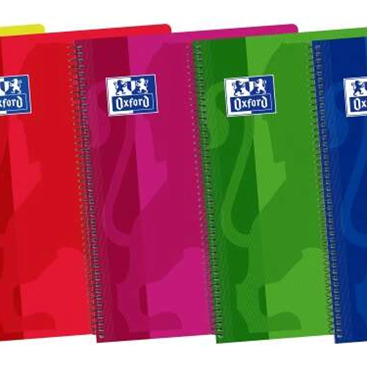 Oxford School Classic Cuaderno Espiral Folio 80 Hojas 1 Linea con Margen - Tapa de Plastico Resistente - Colores Surtidos 1