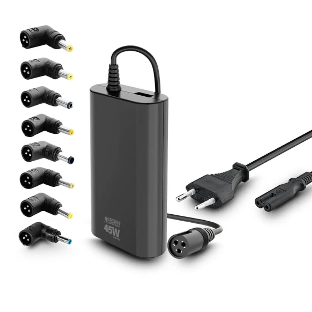 Urban Factory Alee Cargador Universal para Portatil de 45W - 1x USB-A - Color Negro 1