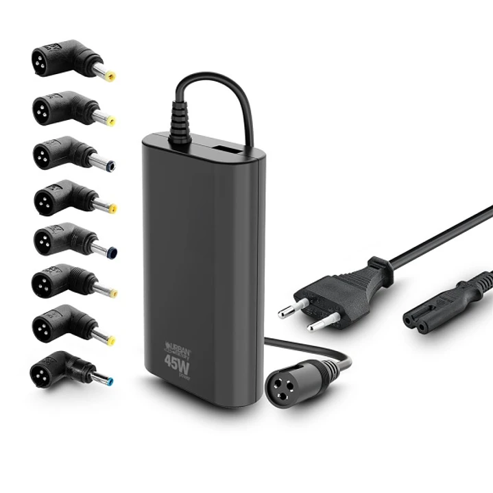 Urban Factory Alee Cargador Universal para Portatil de 45W - 1x USB-A - Color Negro 1