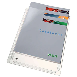 Leitz Pack de 5 Fundas Fuelle Estandar A4 PVC Liso Multitaladro-11 - Capacidad 200 Hojas - Transparente (170 Micras)