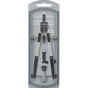 Faber-Castell Compas de Ajuste Rapido 3.5mm - Articulaciones en ambos Brazos - Para Circunferencias de hasta Ø 390mm - Accesorios de Recambio - Adapta
