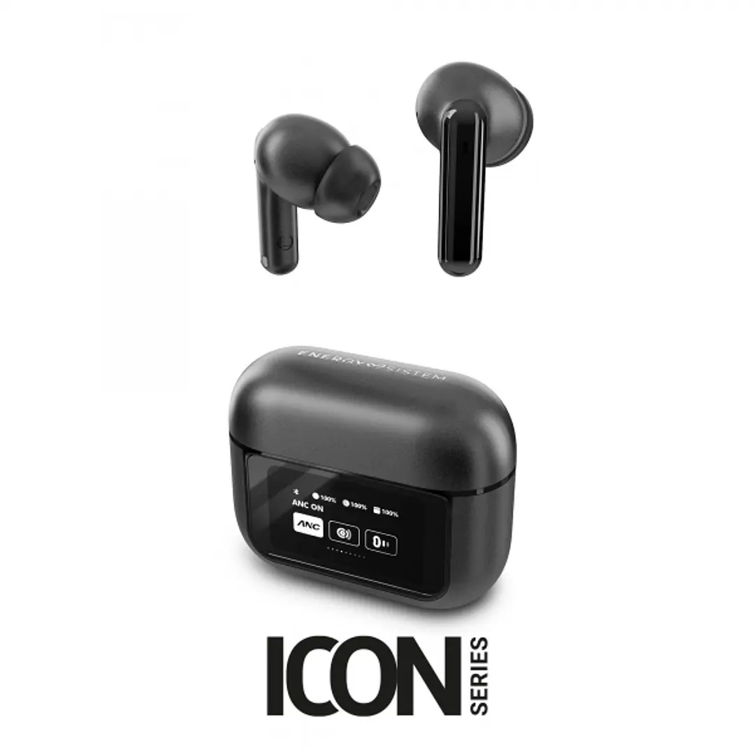 Energy Sistem Auriculares True Wireless - Pantalla en Estuche - ANC - Modo Transparencia - Baja Latencia - IPX5 - 30h de Reproduccion - Color Negro 1