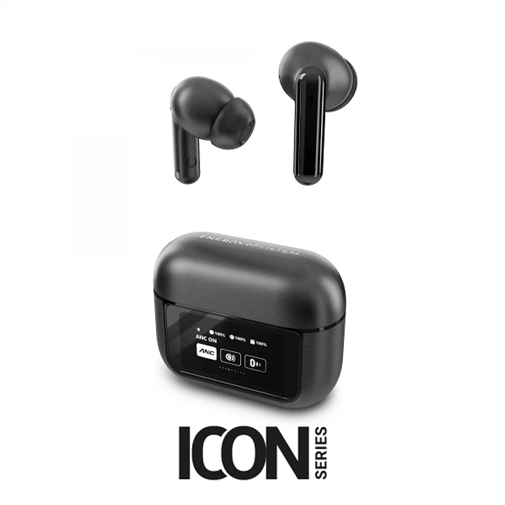 Energy Sistem Auriculares True Wireless - Pantalla en Estuche - ANC - Modo Transparencia - Baja Latencia - IPX5 - 30h de Reproduccion - Color Negro 1
