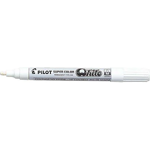 Pilot Super Color Rotulador Permanente Medio - Punta de 4,5mm de Poliacetal - Tinta muy Densa y Opaca - Cuerpo Metalico - Color Blanco