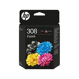 HP 308 Negro + Color Pack de 2 Cartuchos de Tinta Originales - 6L6S6UE