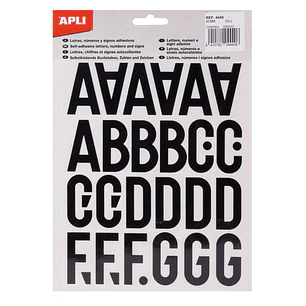 Apli Letras de Palo Mayusculas Adhesivas - Altura 40mm - Pack de 5 Hojas - Color Negro - Facil Identificacion y Señalizacion