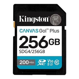 Kingston Tarjeta SDXC 256GB UHS-I U3 V30 Clase 10 200MB/s Canvas Go Plus