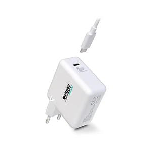 Urban Factory Cyclee Cargador de Pared USB-C GaN de 65W - Diseño Ecologico - Cable USB-C/USB-C de 2m - Color Blanco