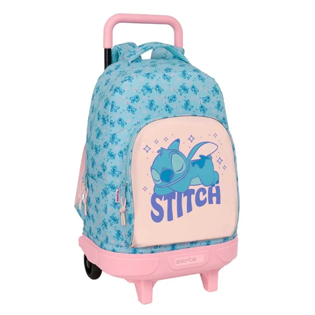 Safta Stitch Ohana Mochila con Carro - Extraible - Bolsillo Frontal - Portabotellas - Tirador Doble - Hombreras Acolchadas - Asa Acolchada - Tarjeta I 1