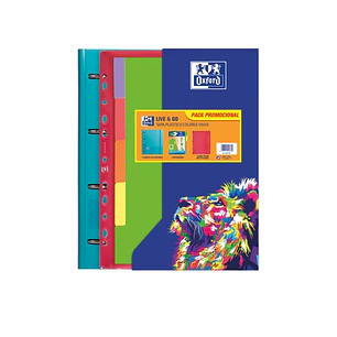 Oxford Live & Go Carpeta Europeanbinder A4+ con Recambio Cuadricula 5x5 + Separadores + Sobre Multitaladro - Ideal para Organizar Documentos - Colores