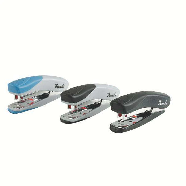 Rexel Bambi Mini Grapadora Metalica + Caja de 1.500 Grapas Nº25 - Grapa hasta 12 Hojas - Acabado de Tacto Suave - 3 Colores Surtidos 1