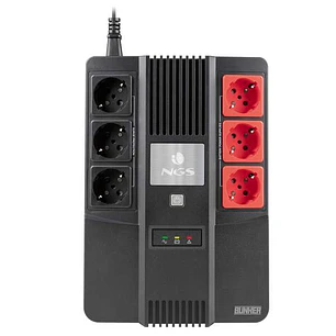 NGS Fortress Bunker SAI 600VA UPS 360W - Bateria Incorporada 12V/7 - Tecnologia Off Line - Funcion AVR - 6x Schukos - Proteccion Sobrecargas y Cortoci