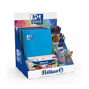 Oxford Expositor con 5 Cuadernos - 20 Correctores en Cinta - 20 Gomas de Borrar - 50 Boligrafos de Colores - 12 Lapiceros de Grafito - 4 Packs de Marc