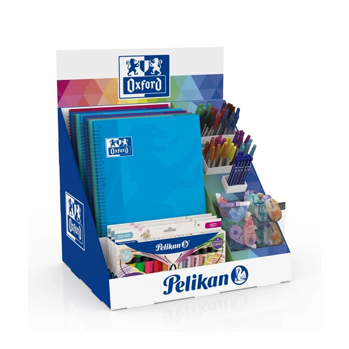 Oxford Expositor con 5 Cuadernos - 20 Correctores en Cinta - 20 Gomas de Borrar - 50 Boligrafos de Colores - 12 Lapiceros de Grafito - 4 Packs de Marc 1