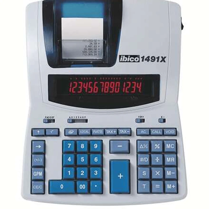 Ibico 1491X Calculadora Profesional Termica 14 Digitos - Pantalla LCD 2 Colores - Impresion en Negro - Velocidad 10 Lineas por Segundo 1