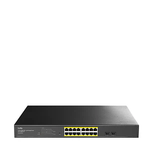 Cudy Switch Administrado de 18 Puertos - Capacidad Conmutacion 36Gbps - 16x RJ45 PoE+ - 2x Gigabit SFP - Reinicio Automatico - Vigilancia IGMP - Preve