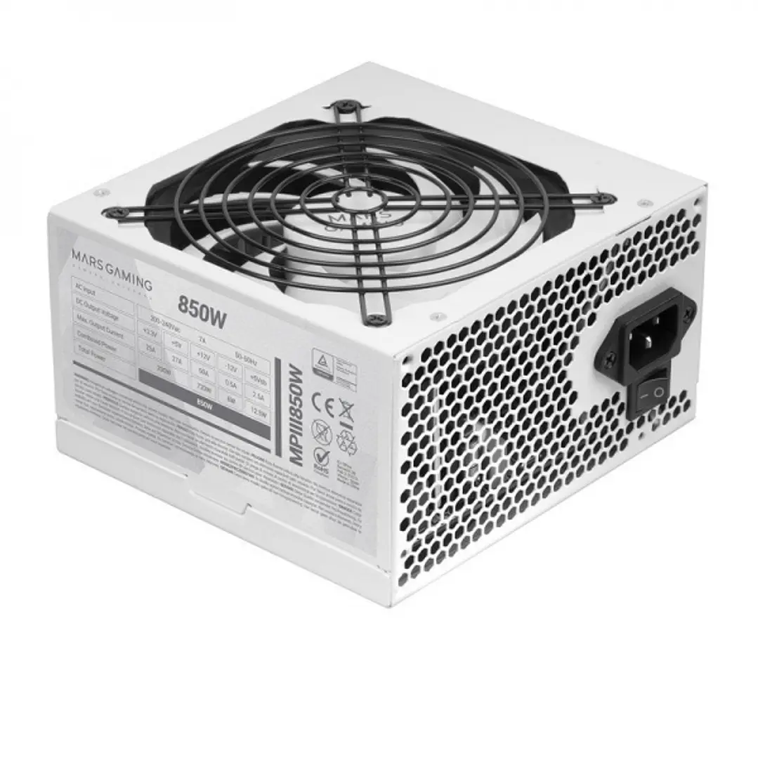 Mars Gaming MPIII850 Fuente de Alimentacion - 850W - Eficiencia 99% DIGITAL APFC - Funcionamiento Silencioso AI-RPM - Cables Planos Extra Largos - Pro 1