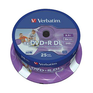 Verbatim DVD+R Doble Capa Printables 8x 8.5GB (Tarrina 25 Uds)