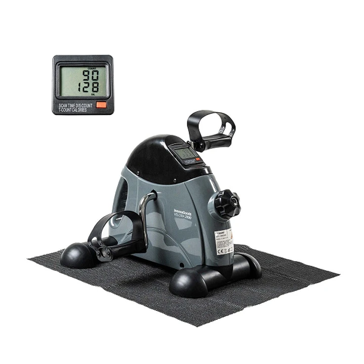 Innovagoods Velora 2100 Pedaleador Estatico para Piernas y Brazos - Contador Digital LCD - Resistencia Ajustable - Esterilla Antideslizante - Soporta  1