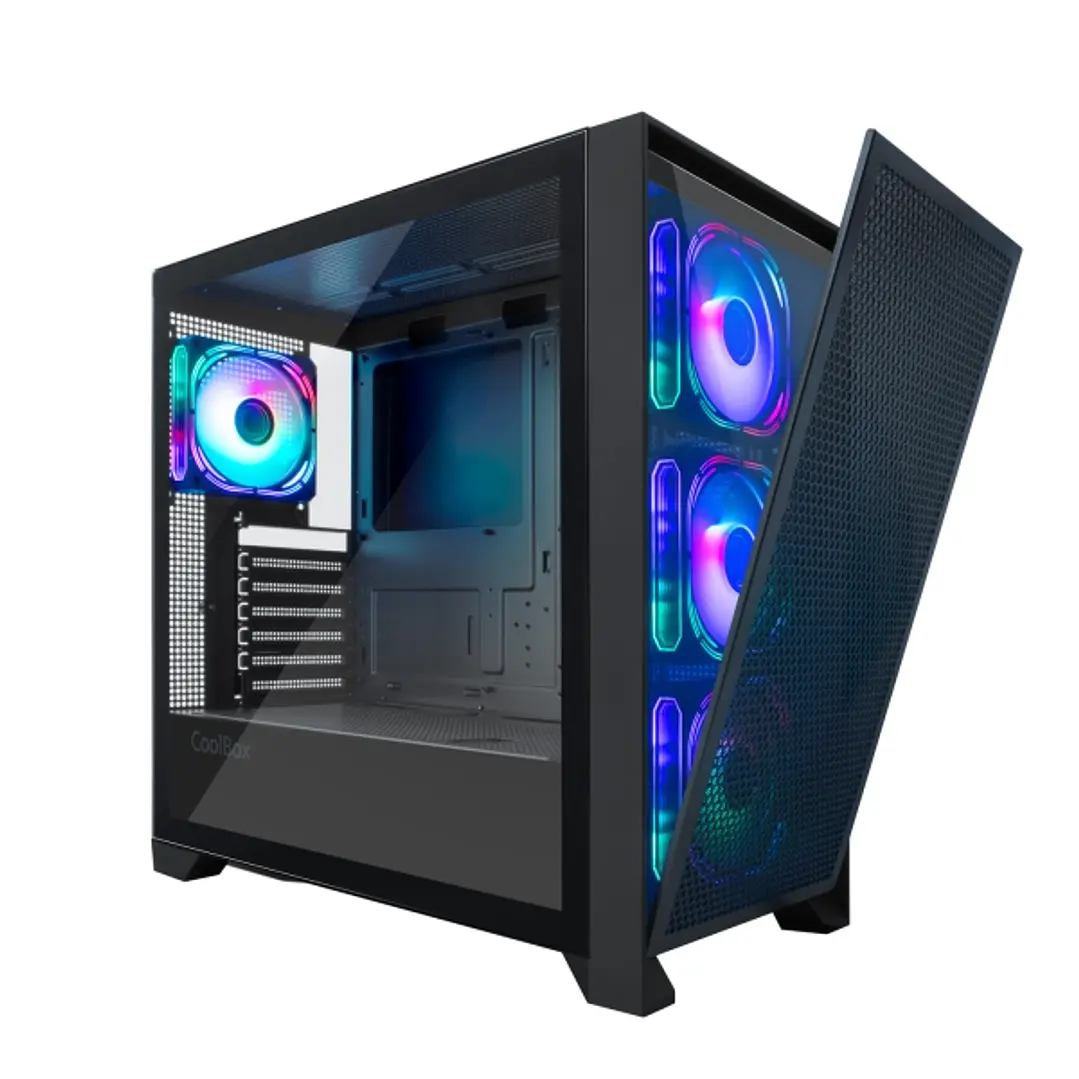 Coolbox GE2000 DualView Caja Torre ATX, Micro ATX, Mini-ITX - Frontal Doble Intercambiable - Lateral Cristal Templado - Tamaño HDD 2.5