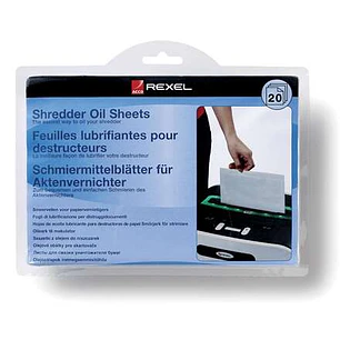 Rexel Pack de 20 Hojas Lubricantes para Destructoras