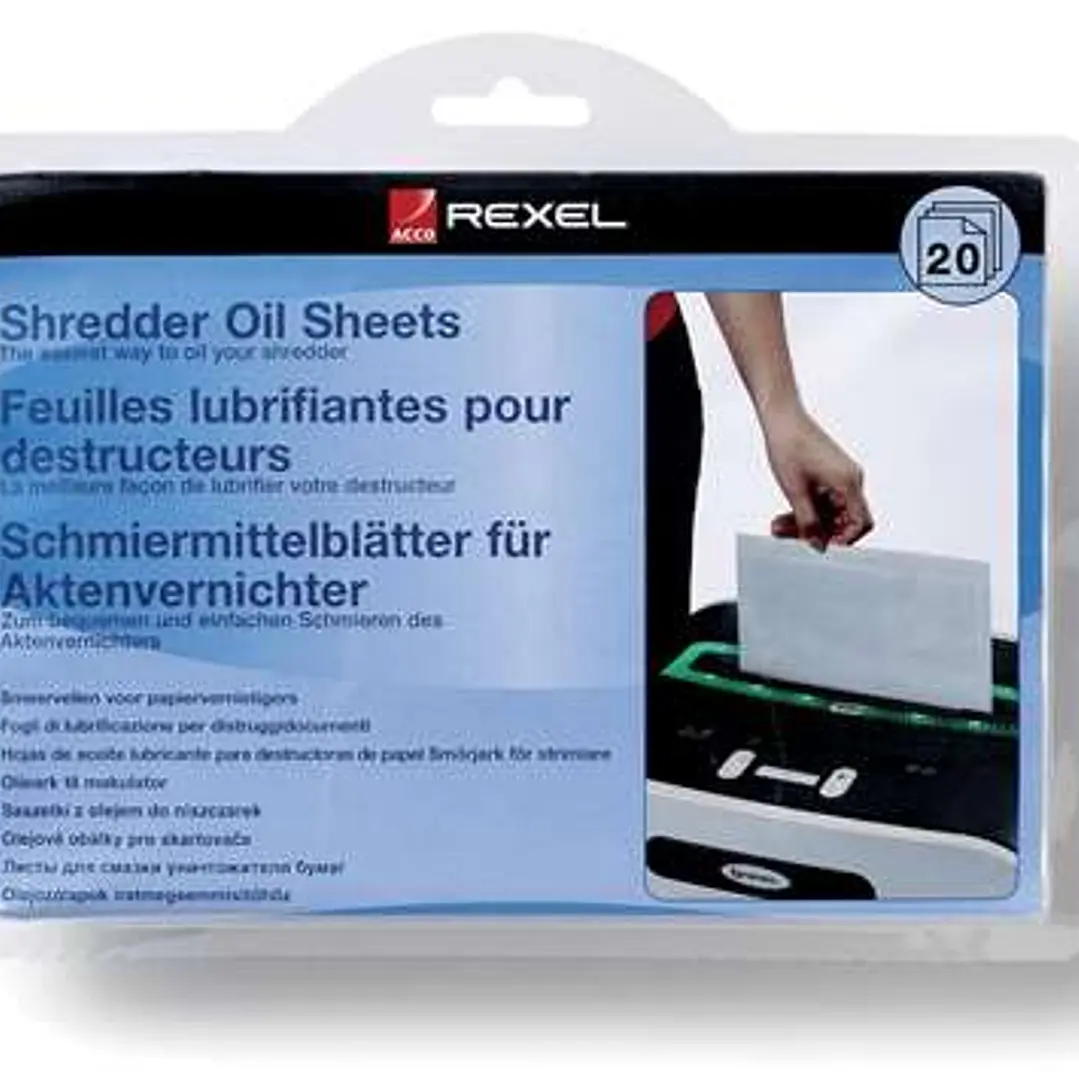 Rexel Pack de 20 Hojas Lubricantes para Destructoras 1
