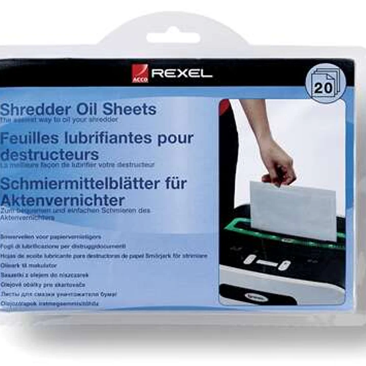 Rexel Pack de 20 Hojas Lubricantes para Destructoras 1