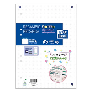 Oxford School A5 Recambio Paquete Dots 80 Hojas - Papel de Alta Calidad - Puntos para Organizar tus Notas
