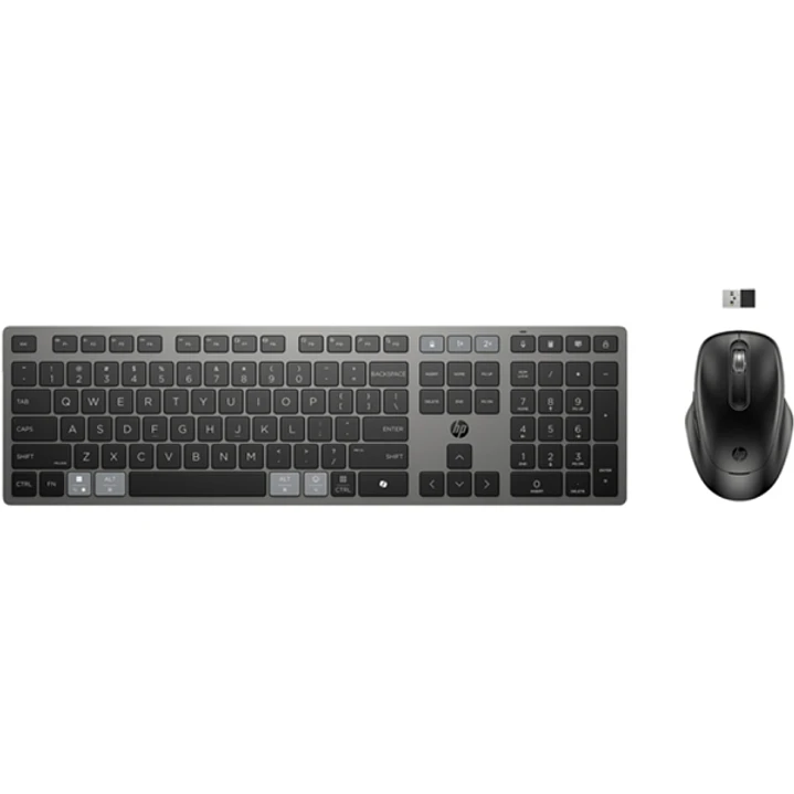 HP 725 Combo Teclado y Raton Inalambricos Multidispositivo Recargables - Bluetooth + 2.4GHz - 22 Teclas Programables - Tecla Copilot - Raton Optico Mu 1