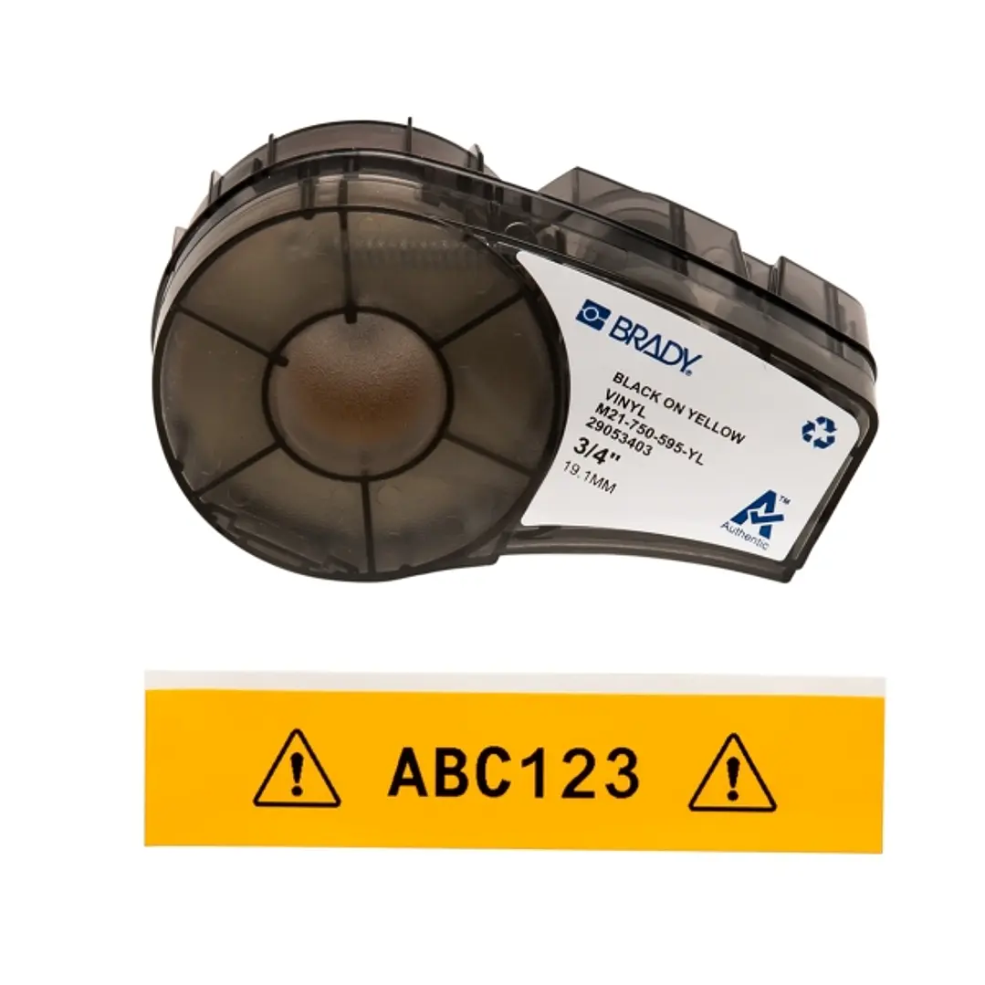 Brady M21-750-595-YL Cinta de Etiquetas Original Vinilo - Texto Negro sobre Fondo Amarillo - Ancho 19,05mm x 6,40m 1