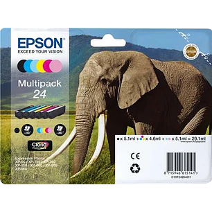 Epson T2428 (24) Pack de 6 Cartuchos de Tinta Originales - C13T24284011