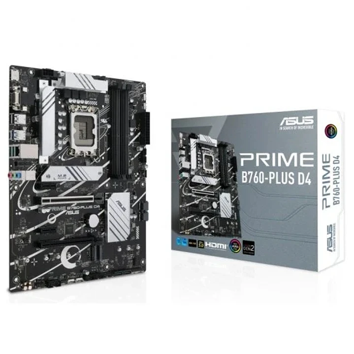Asus Prime B760-Plus D4 Placa Base Intel 1700 DDR4 - HDMI, VGA, PCIe 5.0, M2, 4x Sata III, USB 2.0, 3.2, RJ-45, DisplayPort 1