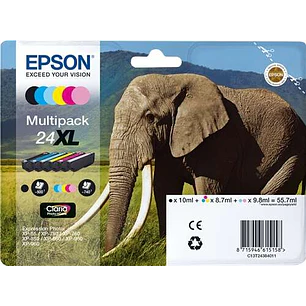 Epson T2438 (24XL) Pack de 6 Cartuchos de Tinta Originales - C13T24384011