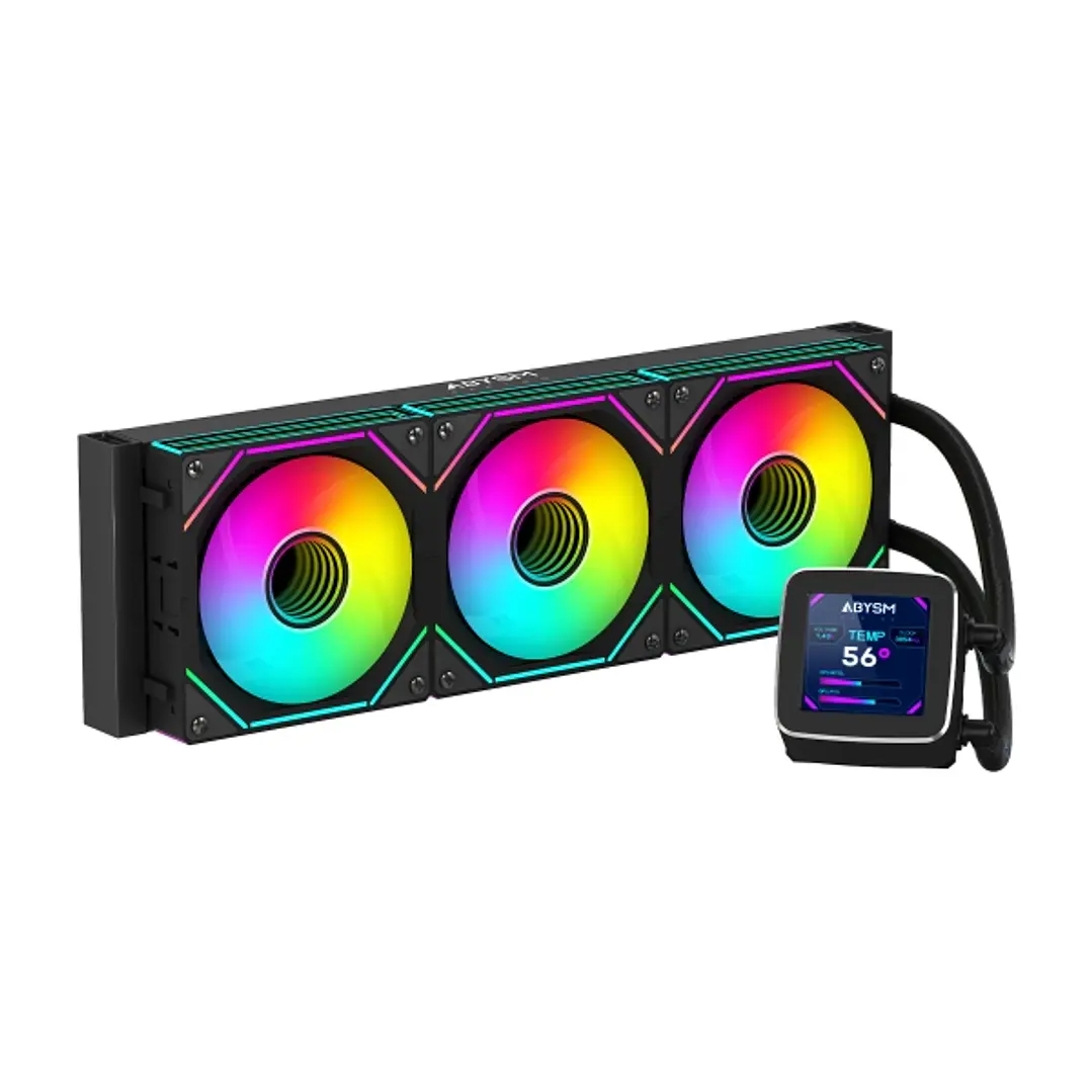 Abysm Oceanic LCD 360 ARGB Kit de Refrigeracion Liquida - 3 Ventiladores de 120mm - Iluminacion ARGB - Pantalla LCD 2.8