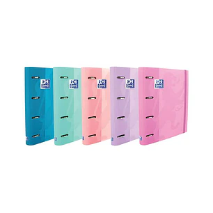 Oxford Europeanbinder Touch Carpeta de 4 Anillas Formato A4+ con Recambio Cuadriculado 5x5mm y 4 Taladros - Tapa Tacto Suave - Cierre con Goma Elastic