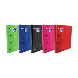 Oxford Europeanbinder Classic Carpeta de 4 Anillas Formato A4+ con Recambio Cuadriculado 5x5mm y 4 Taladros - Cierre con Goma Elastica - Colores Surti