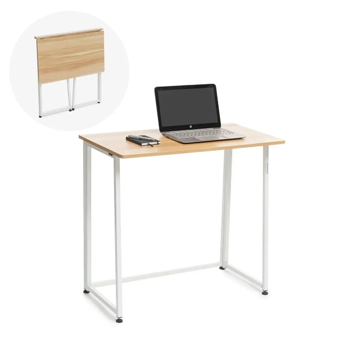 Innovagoods Dolenkaf Escritorio Plegable - Soporta hasta 50kg - Facil de Transportar y Guardar - Facil Limpieza - 80x75x45cm - Color Marron y Blanco 1