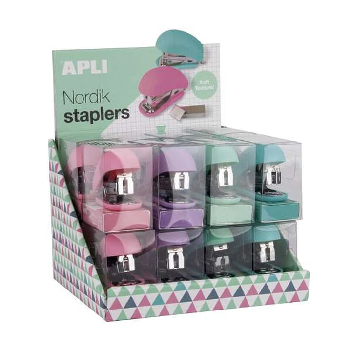 Apli Nordik Collection Grapadora Pequeña - Grapas Nº22/6-24/6 - Cada Grapadora Incluye 1.000 Grapas - Colores Surtidos 1