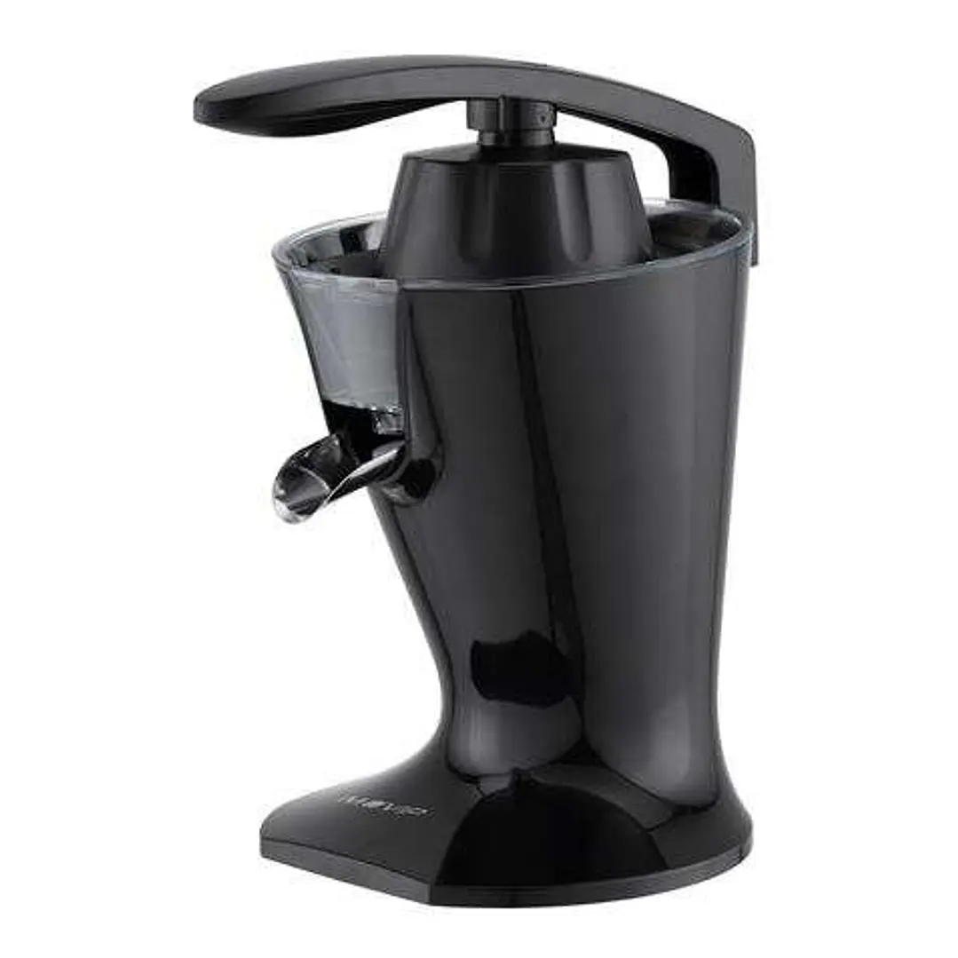 Muvip Black Design Exprimidor Electrico 160W - Comodo Mango para Presionar - Filtro de Acero Inoxidable - Sistema Antigoteo - 2 Tamaños de Conos 1