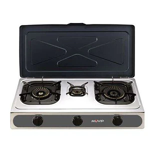 Muvip Parrilla de Acero Inoxidable - Quemador de Hierro Fundido - Quemadores desmontables - Base Antideslizante - Dimensiones: 71X37X12.3 cm - Color P