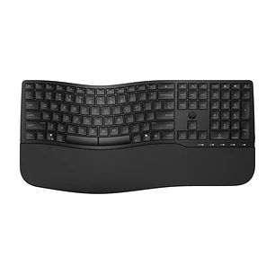 HP 685 Teclado Inalambrico Ergonomico Dual?Mode - Bluetooth 5.3 + 2.4GHz - Reposamuñecas Acolchado - 23 Teclas Programables - 3 Posiciones de Inclinac