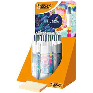 Bic 4 Colours Decor Expositor de 30 Boligrafos de Bola Retractiles - Punta Media de 1.0mm - Tinta con Base de Aceite - 4 Colores
