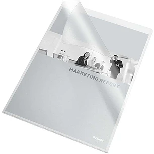 Esselte 30Q Caja de 100 Dossiers Uñero - Formato Folio - PVC Flexible - Grosor 140 Micras - Color Transparente