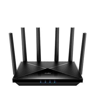 Cudy Router WiFi 7 Mesh Tribanda BE11000 de 2.5G - Velocidad hasta 2500Mbps - 4 Puertos - 6 Antenas Fijas de 5dBi - Tecnologia MU-MIMO - Color Negro