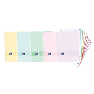 Oxford Europeanbook 8 Live & Go Cuaderno Espiral Formato A4+ Cuadriculado 5x5mm - 160 Hojas Microperforadas con 4 Taladros - Tapa de Plastico - 8 Band