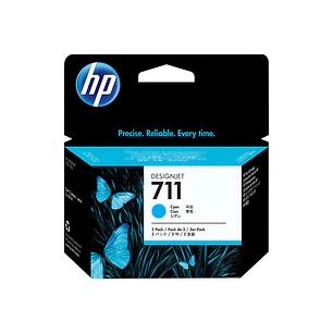 HP 711 Cyan Pack de 3 Cartuchos de Tinta Originales - CZ134A