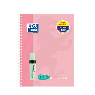 Oxford Europeanbook 10 Touch Cuaderno A4+ Cuadriculado 5x5mm 150 Hojas + Marcador Texmarker 490 Pastel Pelikan + Corrector Fancy Roller Pelikan - Tapa